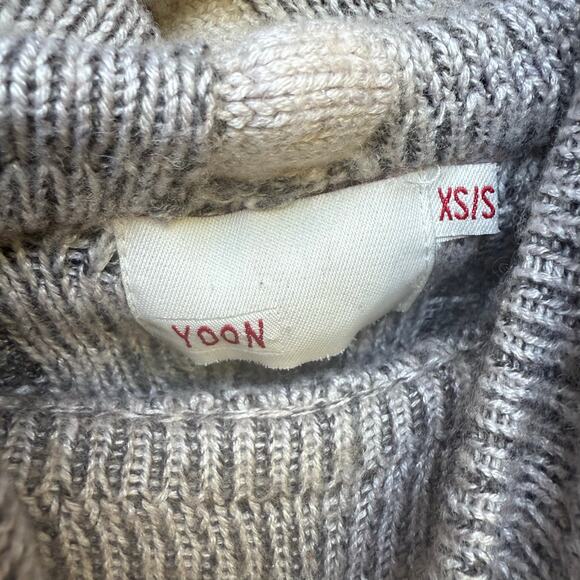 Yoon Wool Blend Sweater Poncho Gray XS/S Cowl Neck Oversized Knit - Picture 5 of 6